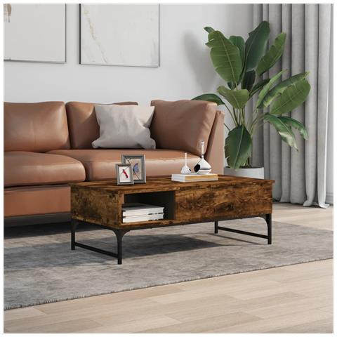 Tavolino Salotto Rovere Fumo 100x50x35 Cm Multistrato E Metallo - Foto 3