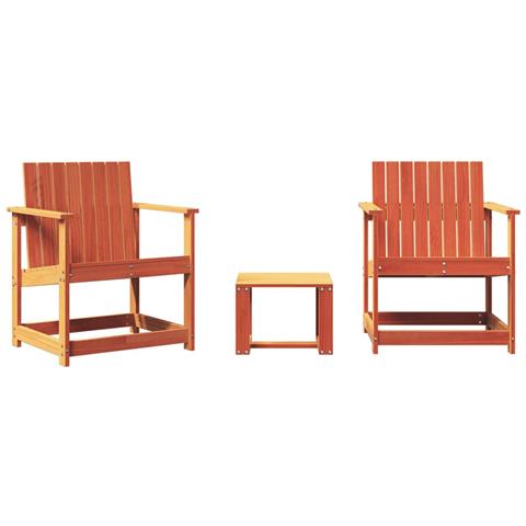 Set Salotto da Giardino 3 pz Marrone Cera Legno Massello Pino - Foto 1