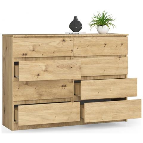 Cassettiera K140, 8 cassetti, 138x40x99 cm, Colore Quercia Artisan - Foto 2