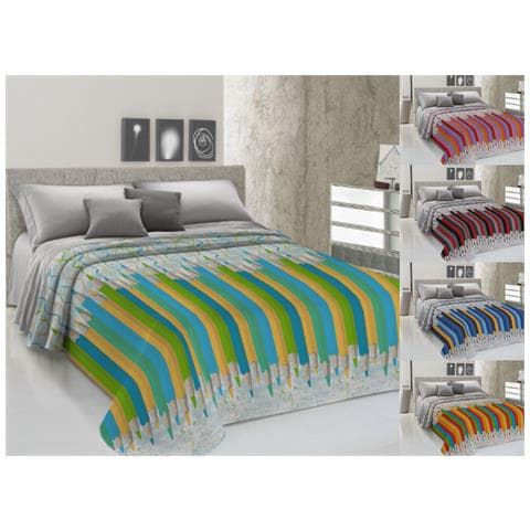 Copriletto Piquet Primavera Estate 100% Cotone Disegno Matitoni Matrimoniale Azzurro - Foto 2