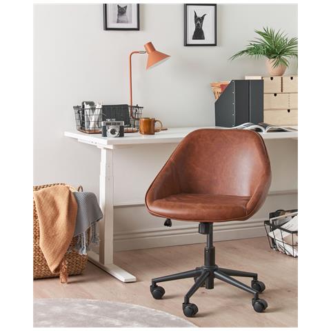 Sedia Da Scrivania Bardsdale Pelle Sintetica Marrone - Foto 1
