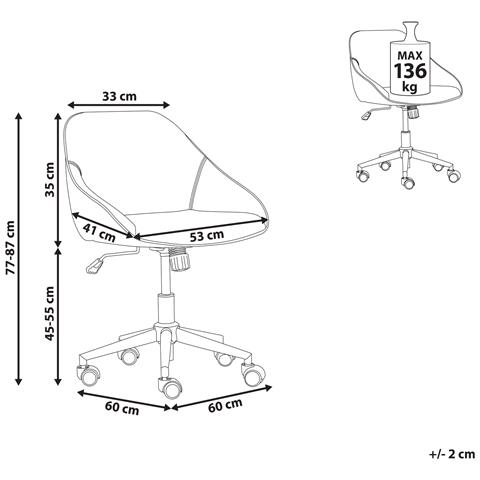 Sedia Da Scrivania Bardsdale Pelle Sintetica Marrone - Foto 7