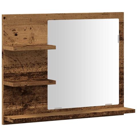 Armadietto A Specchio Da Bagno Rovere Artigianale 60x10,5x45 Cm - Foto 2