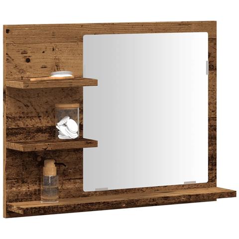 Armadietto A Specchio Da Bagno Rovere Artigianale 60x10,5x45 Cm - Foto 1