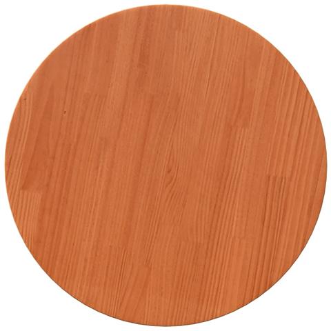 Piano Tavolo Rotondo Marrone Cera 50x2,5cm Legno Massello Pino - Foto 2