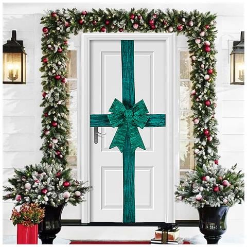 Fiocco Natalizio Verde Fuoriporta Decorazione Di Natale 49x52cm Addobbo Da Porta - Foto 1
