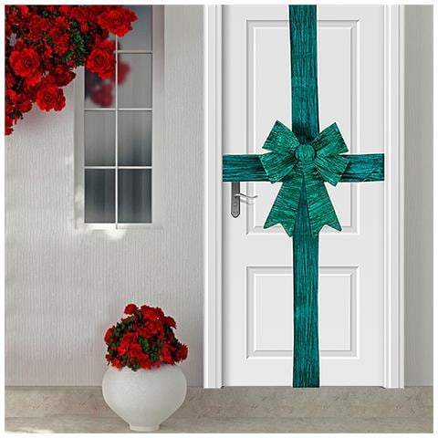 Fiocco Natalizio Verde Fuoriporta Decorazione Di Natale 49x52cm Addobbo Da Porta - Foto 2