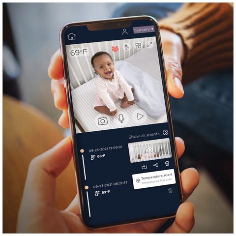Vm85 Connect Baby Monitor Con Telecamera Wifi E App Mobile, Display Da 5"", Visione Notturna, Panoramica/inclinazione, Conversazione Bidirezionale, Ninne Nanne, Sensore Di Temperatura - Foto 6