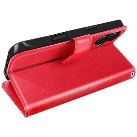 Custodia A Libro Per Iphone 16 Plus Protezione Con Cinturino, Rosso - Foto 2