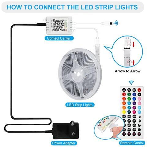 Striscia Led 24v 16 Led/m Con Telecomando A 44 Pulsanti, Adattatore Di Rete Ue, 10 M - Foto 2