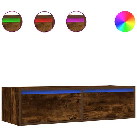 Mobile Porta TV con Luci LED Rovere Fumo 100X35,5x25 cm - Foto 1