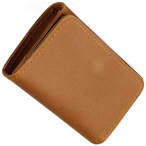 Portafoglio Sottile A Due Ante Da Uomo, In Vera Pelle Con Blocco Rfid, Da Tasca Anteriore Lightbrown - Foto 3