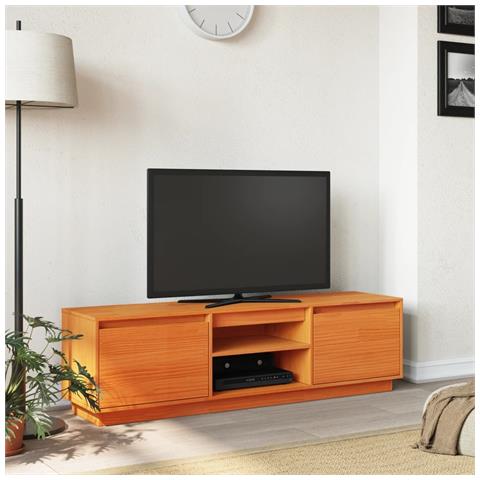 Mobile Tv Marrone Cera 140x35x40 Cm In Legno Massello Di Pino - Foto 3