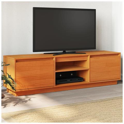 Mobile Tv Marrone Cera 140x35x40 Cm In Legno Massello Di Pino - Foto 1