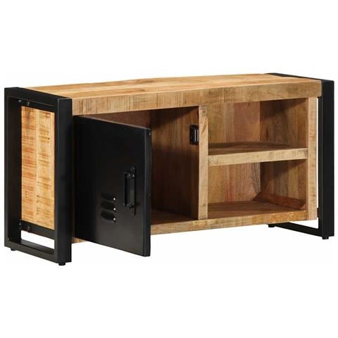 Mobile Porta Tv 80x30x40 Cm In Legno Massello Di Mango Grezzo - Foto 2