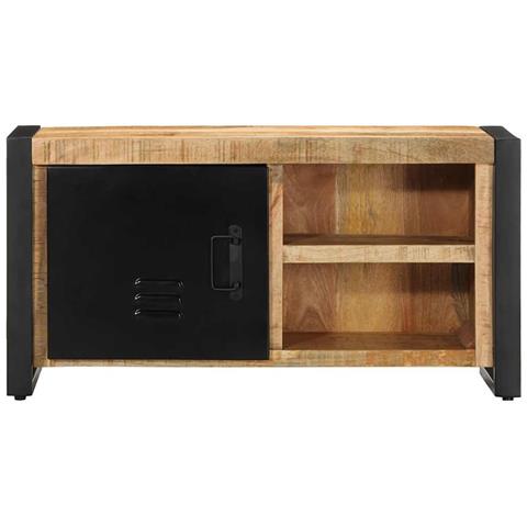 Mobile Porta Tv 80x30x40 Cm In Legno Massello Di Mango Grezzo - Foto 3