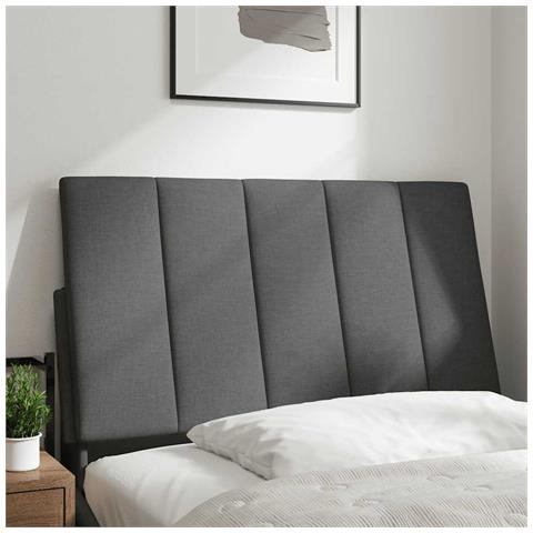 Cuscino Testiera Grigio Scuro 90 Cm In Tessuto - Foto 2