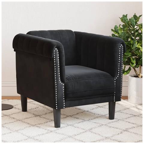 Poltrona Nera In Velluto - Foto 1