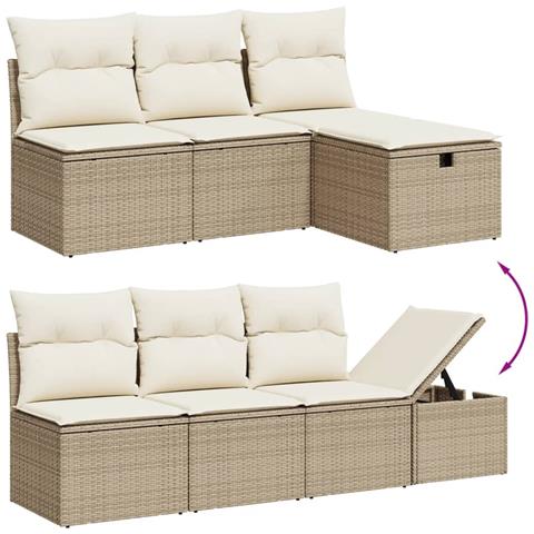 Set Divano Da Giardino 8 Pz Con Cuscini Beige In Polyrattan - Foto 3