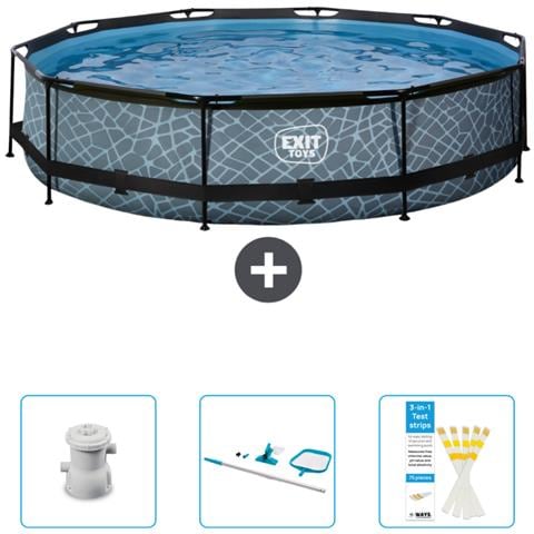 Piscina Fuori Terra - In Giro - 360x360x76 Cm - Grigio - Include Accessori Coordinati Cb94 - Foto 1