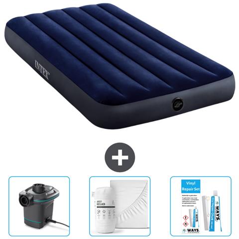 Set Materassino Gonfiabile - 191x99x25 Cm - Blu - Include Accessori Coordinati - Foto 1