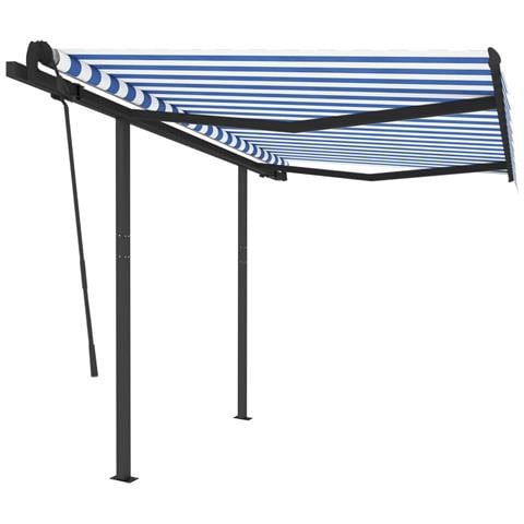 Lusso Casadino -  Tenda Da Sole Retrattile Automatica Con Pali 3x2,5m Blu/ Bianca - Foto 1