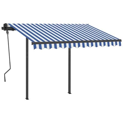 Lusso Casadino -  Tenda Da Sole Retrattile Automatica Con Pali 3x2,5m Blu/ Bianca - Foto 2