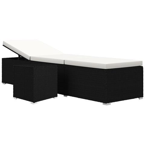 Lusso Casadino - Lettino Prendisole Cuscino E Tavolino Polyrattan Bianco Crema - Foto 1