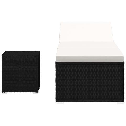 Lusso Casadino - Lettino Prendisole Cuscino E Tavolino Polyrattan Bianco Crema - Foto 2