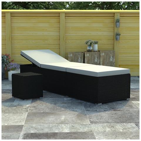 Lusso Casadino - Lettino Prendisole Cuscino E Tavolino Polyrattan Bianco Crema - Foto 8