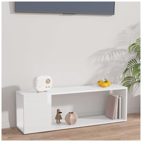 Lusso Casadino - Mobile Tv Bianco Lucido 100x24x32 Cm In Truciolato - Foto 8