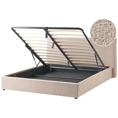 Letto Contenitore Bouclé Lavaur 180 X 200 Cm Tortora - Foto 2