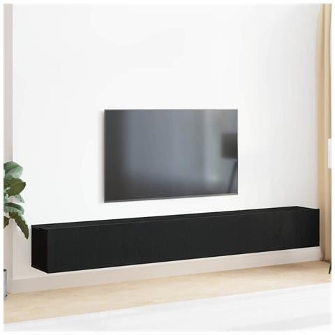 Set di Mobile TV a 3 Pezzi in Legno Ingegnerizzato Nero - Foto 2