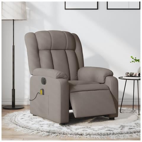 Poltrona Massaggiante Reclinabile Elettrica Tortora in Tessuto - Foto 2