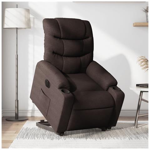 Poltrona Alzapersona Reclinante Elettrica Marrone Scuro Tessuto - Foto 2