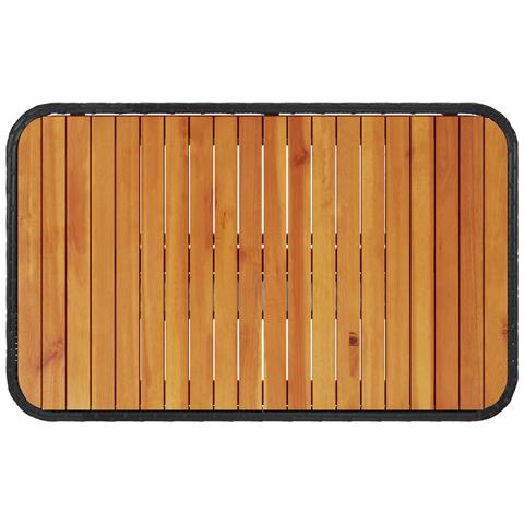 Set da pranzo da giardino 3 pezzi con cuscini in polirattan nero e acacia - Foto 9