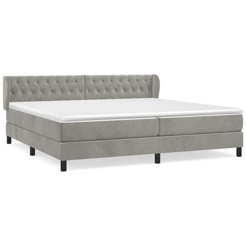 Giroletto a Molle con Materasso Grigio Chiaro 200x200cm Velluto - Foto 1