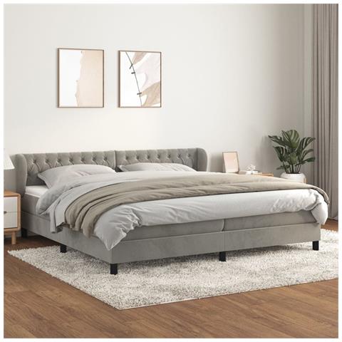 Giroletto a Molle con Materasso Grigio Chiaro 200x200cm Velluto - Foto 2