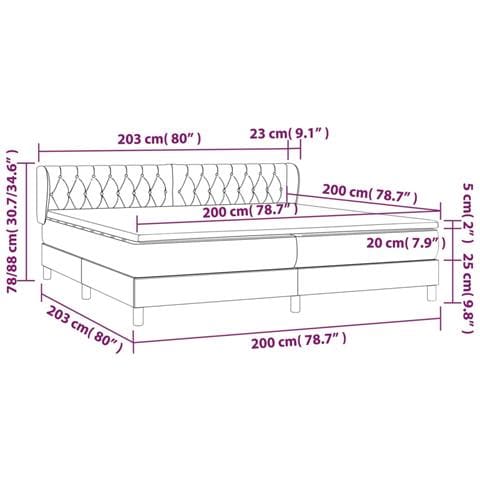 Giroletto a Molle con Materasso Grigio Chiaro 200x200cm Velluto - Foto 7