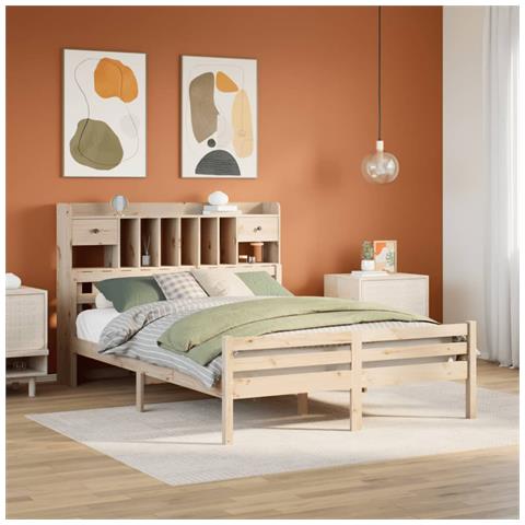 Letto Libreria senza Materasso 140x200 cm in Legno di Pino - Foto 2