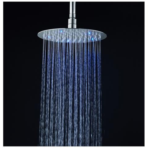 Soffione Doccia Ultraslim Tondo Con Led Cromoterapia Acciaio Inox D20 Cm Vegas - Satinato - Foto 2