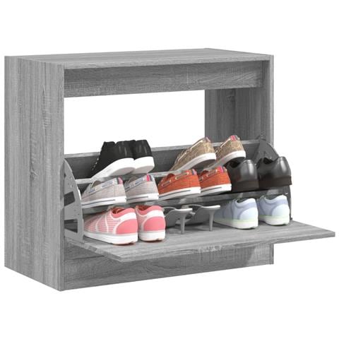Scarpiera Grigio Sonoma 80x42x69 cm in Legno Multistrato - Foto 2