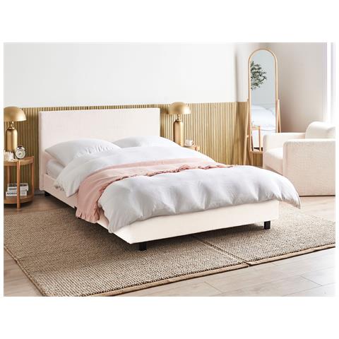 Letto Bouclé Albi 140 X 200 Cm Bianco Sporco - Foto 1