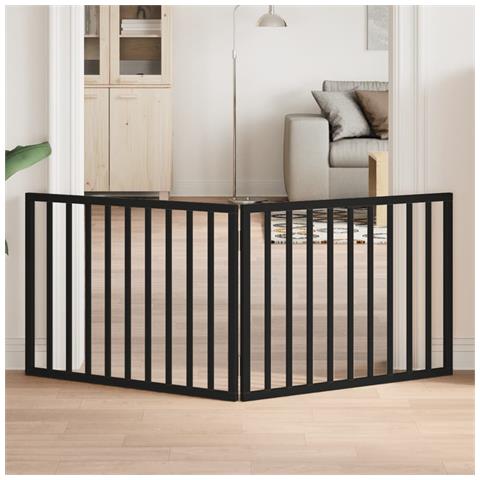 Cancello per Cani Pieghevole 2 Pannelli Nero 160cm Legno Pioppo - Foto 2