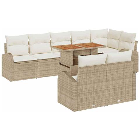 Set Divano da Giardino 9 pcs Beige Poly Rattan - Foto 1