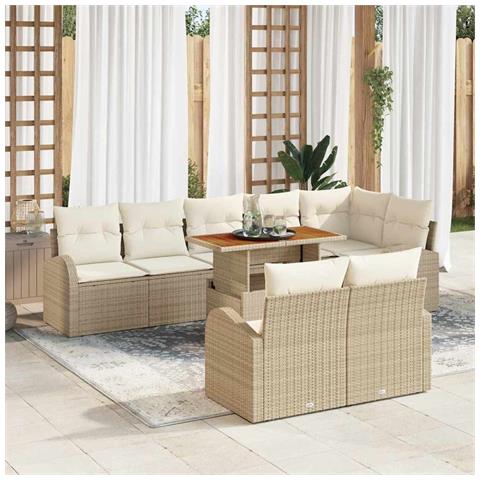 Set Divano da Giardino 9 pcs Beige Poly Rattan - Foto 2
