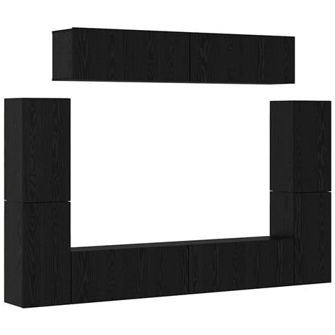 Set mobile TV 8 pcs Rovere nero 80 x 30 x 30.5 cm - Foto 1