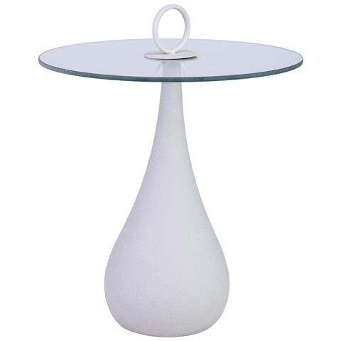 Tavolino In Metallo E Vetro 40x40x42,5/51h Cm Bianco - Foto 1