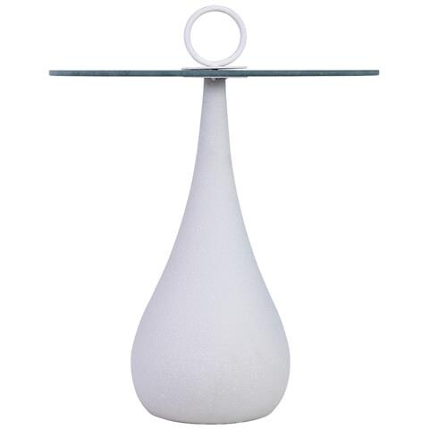 Tavolino In Metallo E Vetro 40x40x42,5/51h Cm Bianco - Foto 2