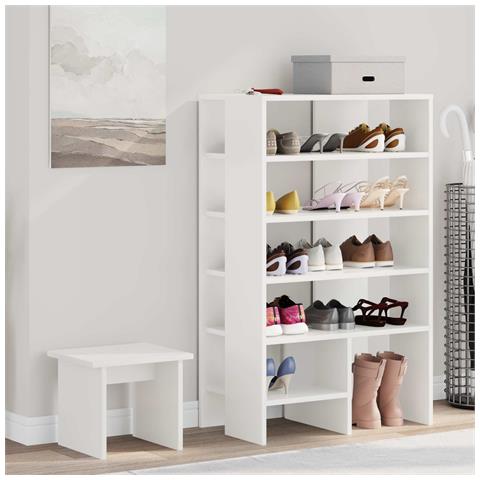 Mobile per scarpe 2 pcs Bianco Legno multistrato - Foto 2